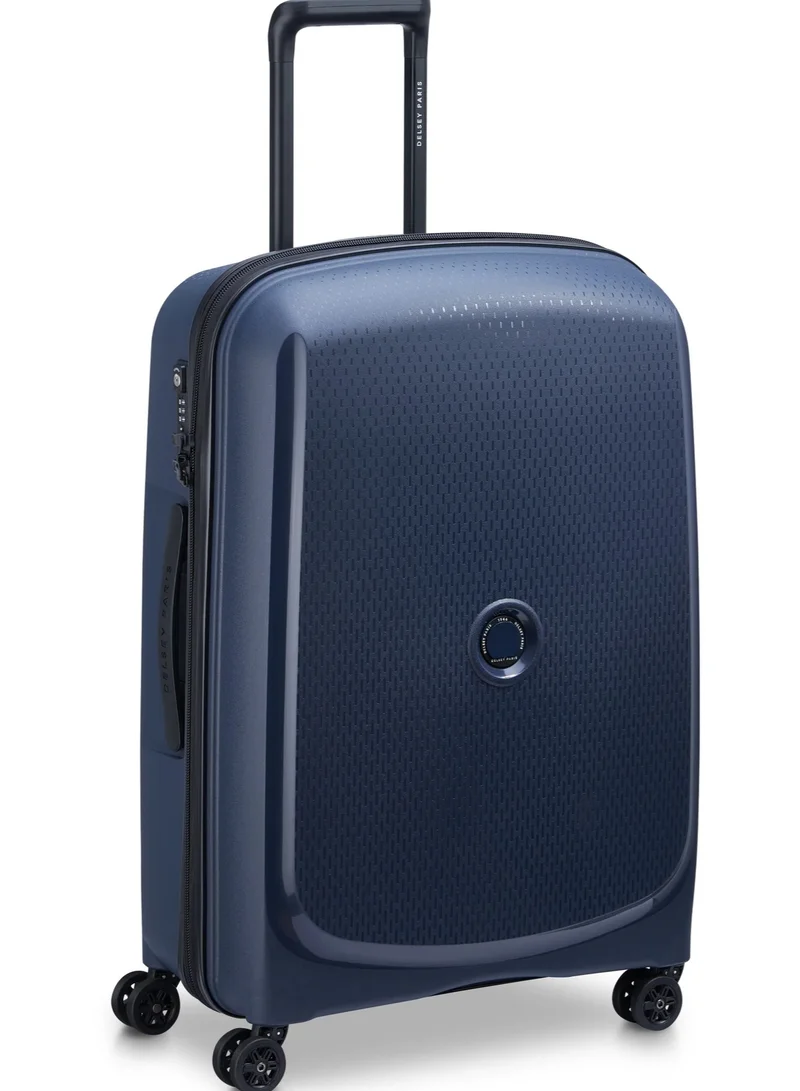 ديلسي _باريس حقيبة سفر بلمونت  سم صلبة بعجلات مزدوجة قابلة للتوسيع زرقاء